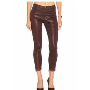 J Brand Alana Crop Skinny Jeans - Coated Claret 30